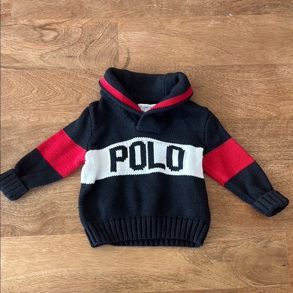 Polo by Ralph Lauren Black and Red Knit Sweater - Picture 1 of 8